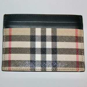 New Burberry Check Card Case Wallet